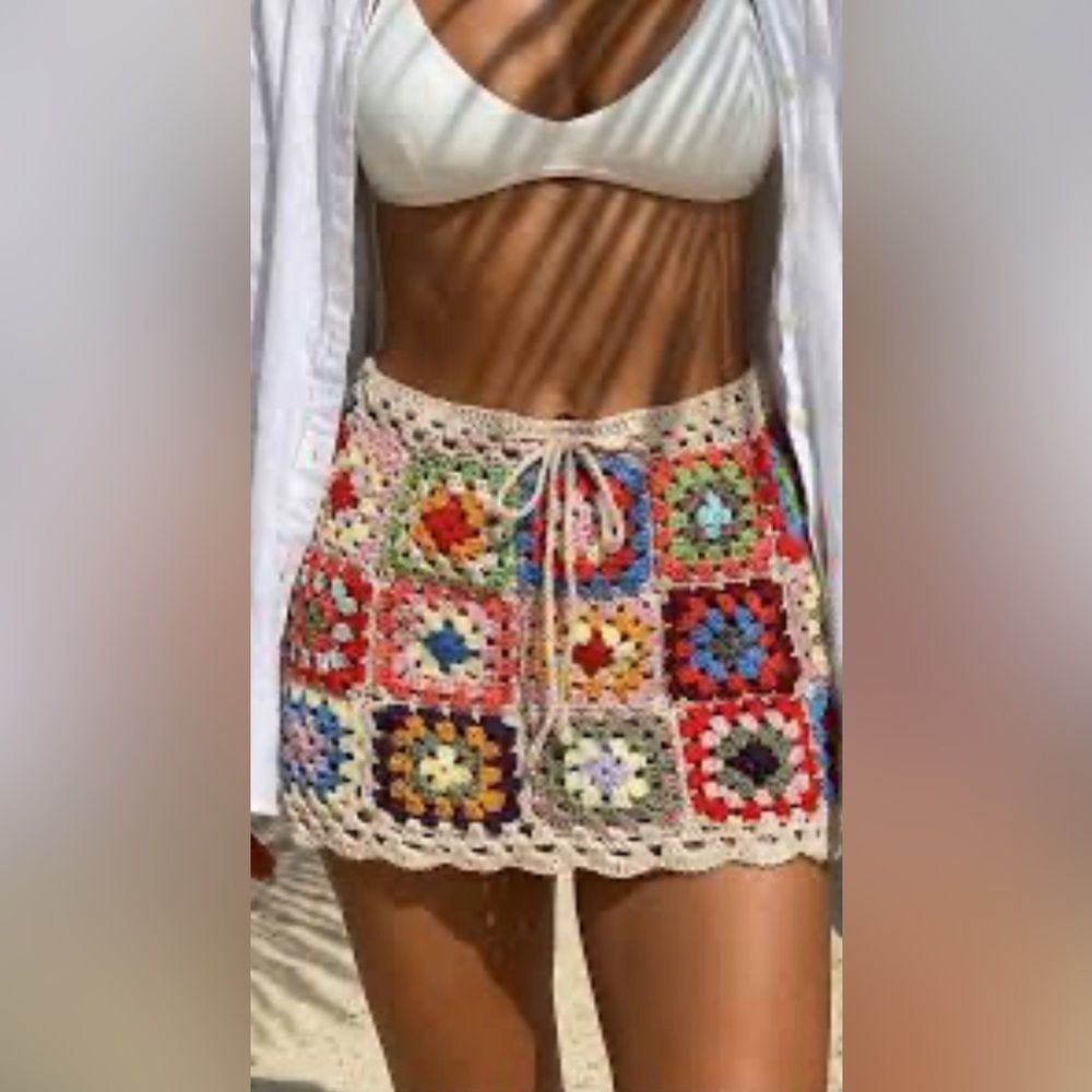Crochet Patchwork Mini Skirt - Multicolor size XS… - image 3